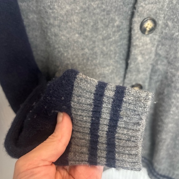 Gray and Navy Men's Sweater wool - Picture 4 of 6